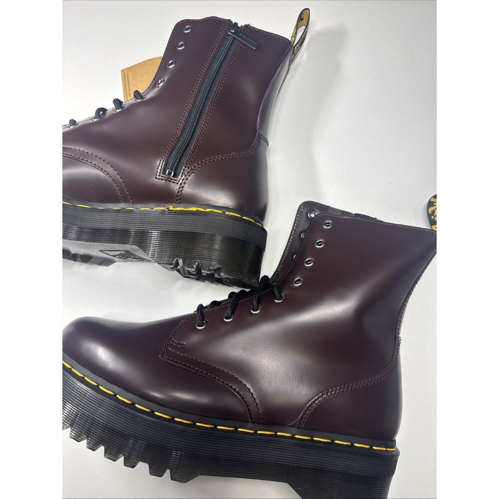 Dr. Martens Jadon Burgundy Smooth Leather Platform Boots US Men 11 Women 12 New - Picture 3 of 13
